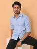 "Eternal Elegance: Men's Full Sleeves Plain Tropical Blue Shirt Giza Cotton Perfection"