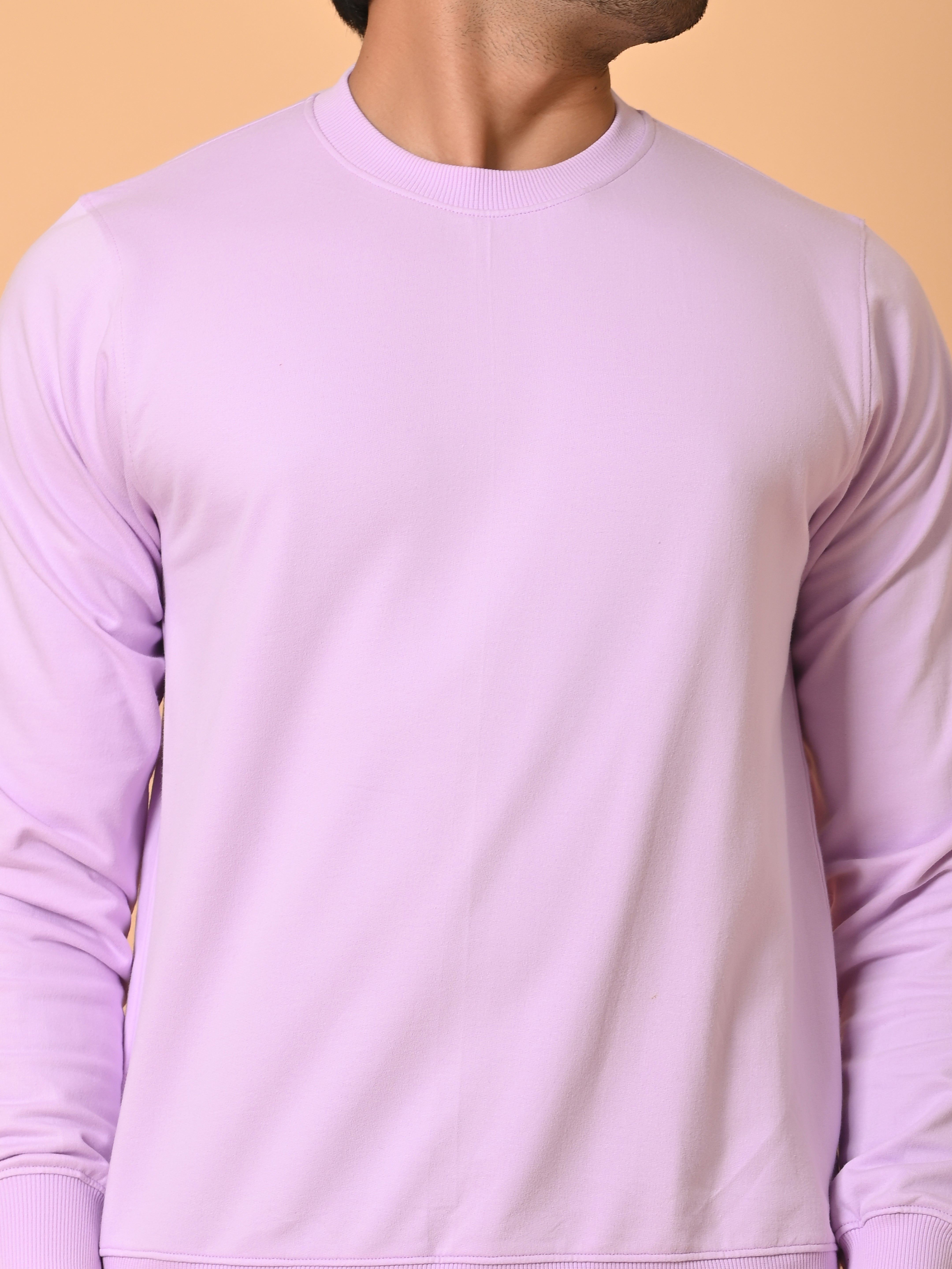 "Cotton Haven: Men's Lavender Cotton Terry Sweatshirt Collection"