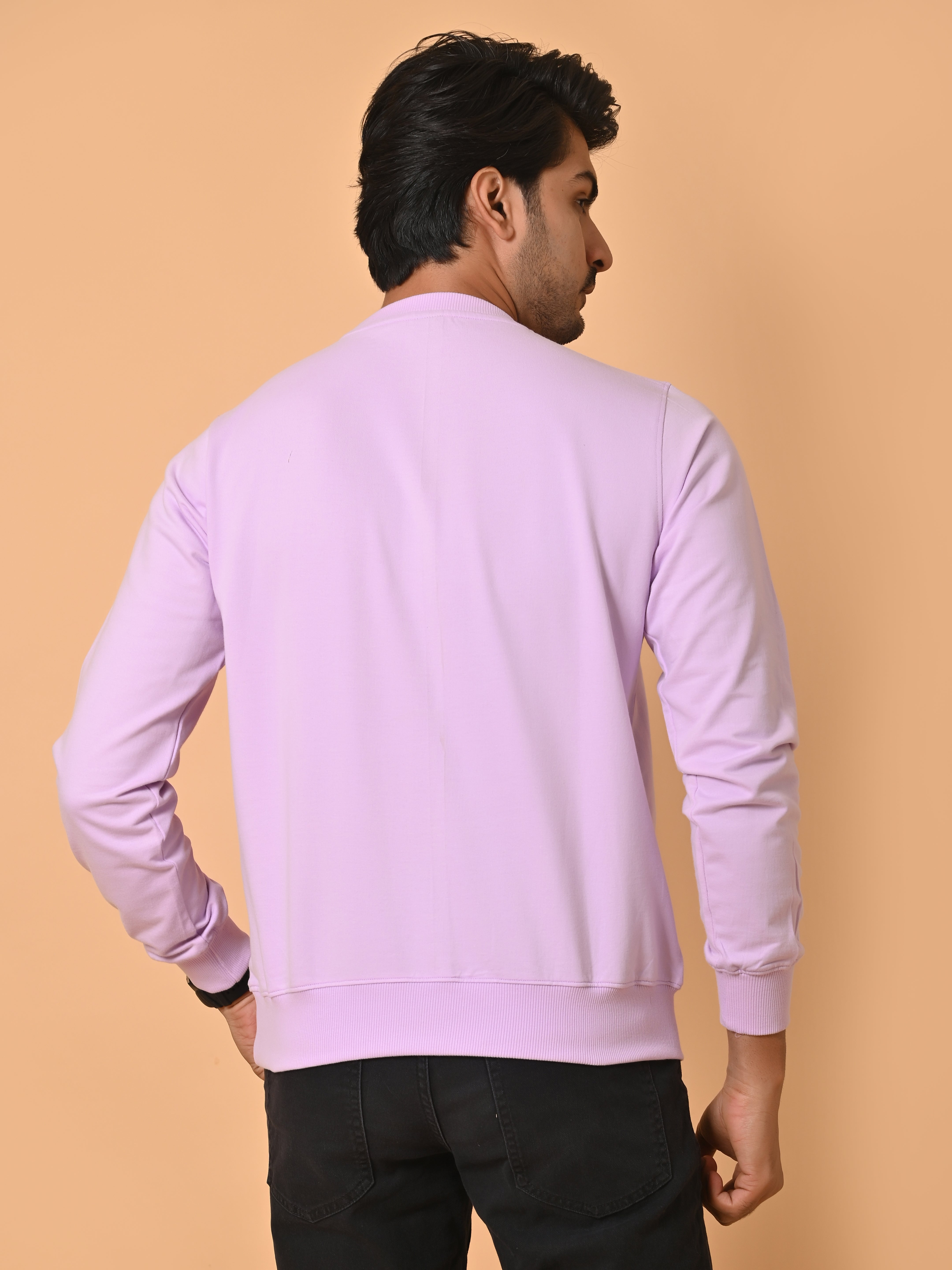 "Cotton Haven: Men's Lavender Cotton Terry Sweatshirt Collection"