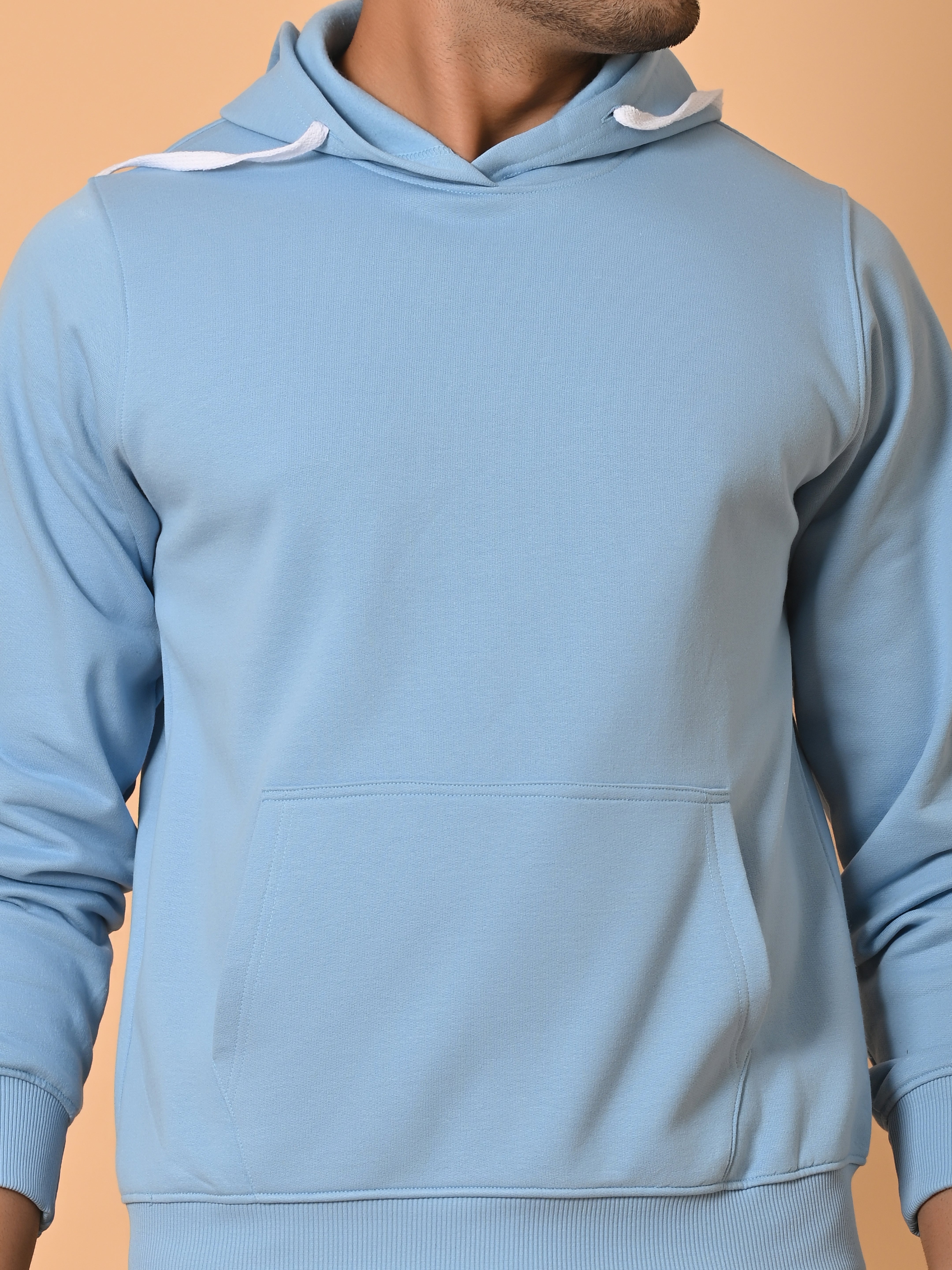 "Cotton Haven: Men's Cyan Blue Hoodies Collection"