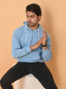 "Cotton Haven: Men's Cyan Blue Hoodies Collection"
