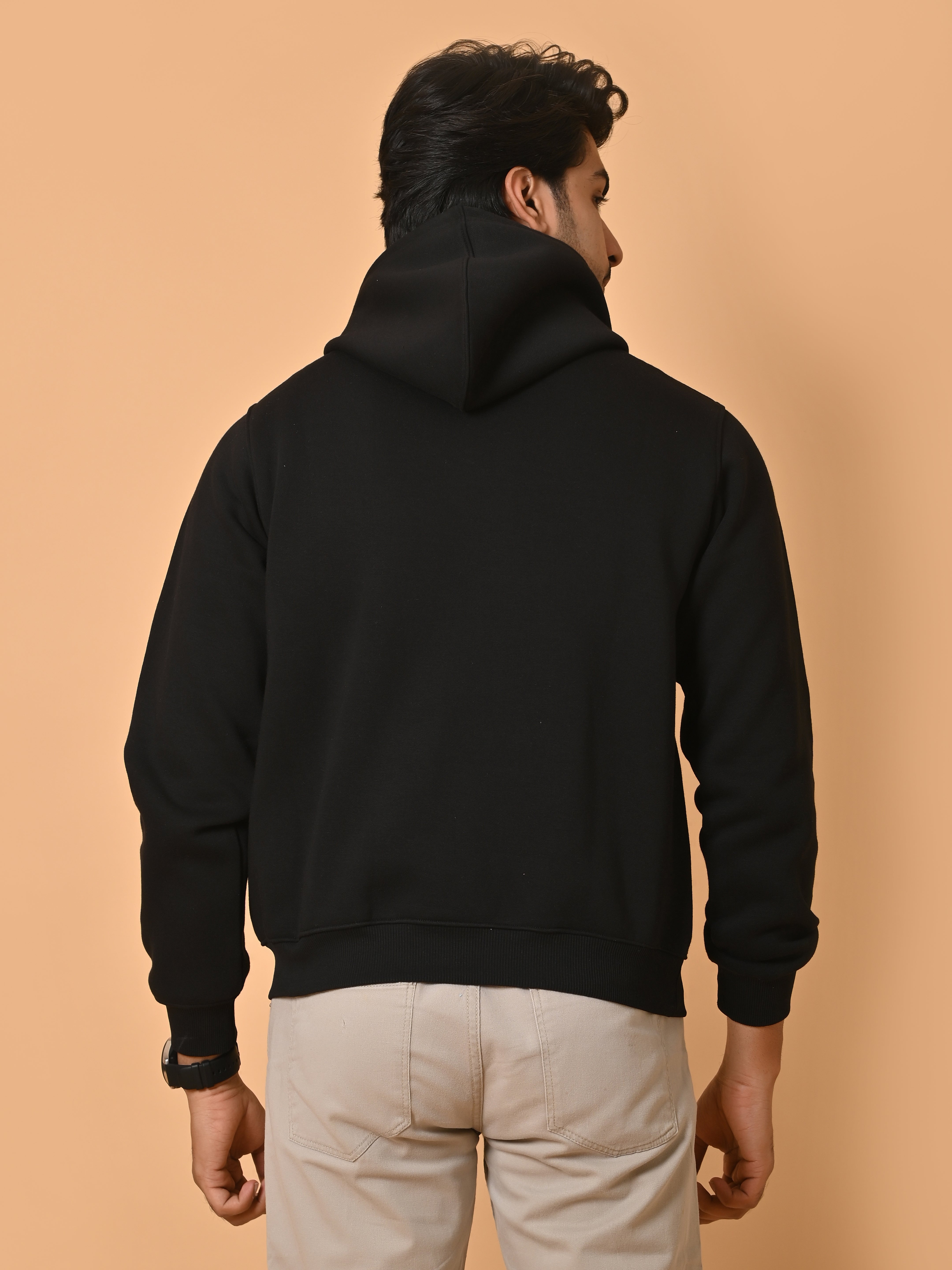"Cotton Haven: Men's Black Hoodies Collection"