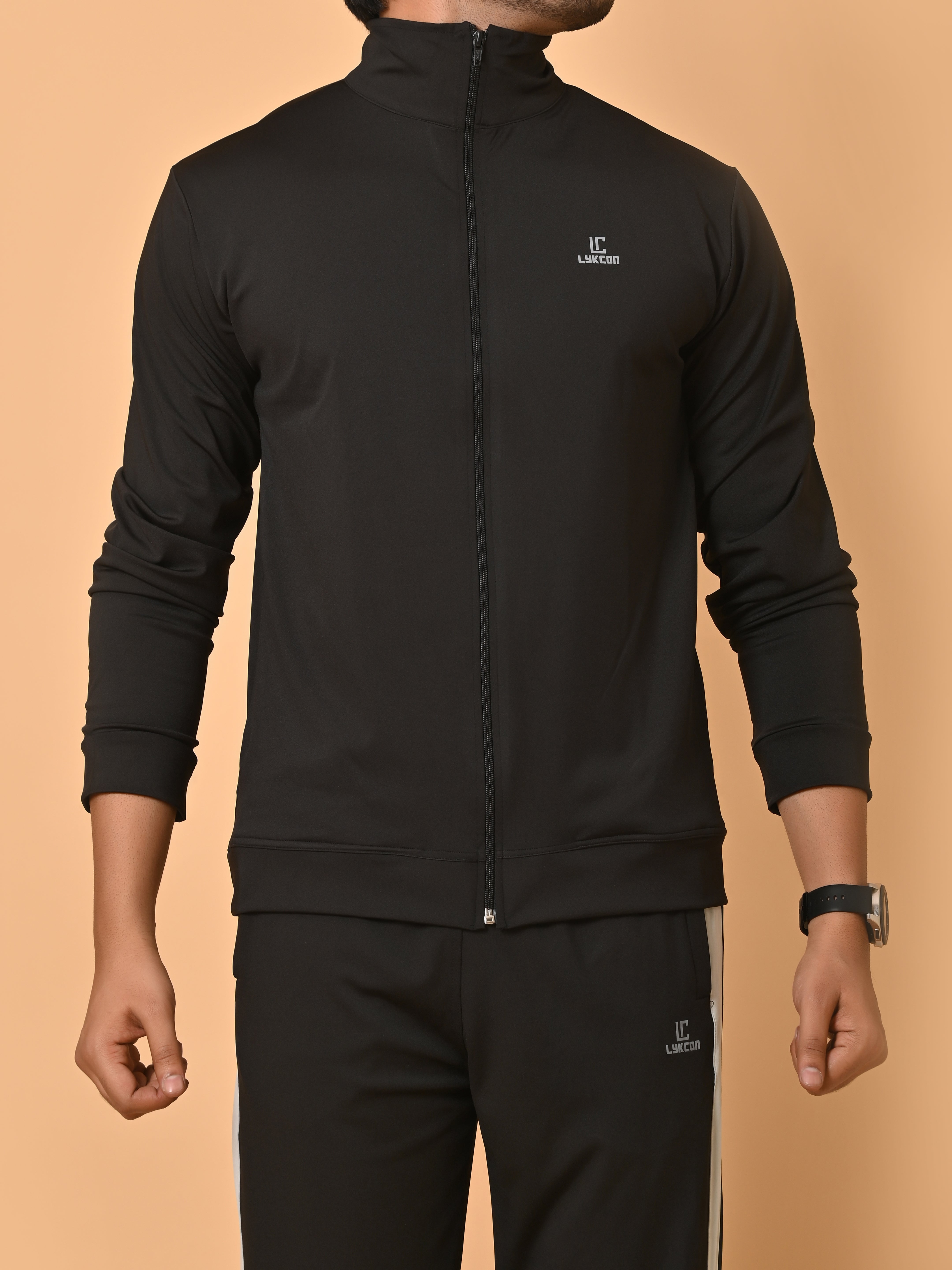 Lykcon Men's Track Suit: Black Brilliance