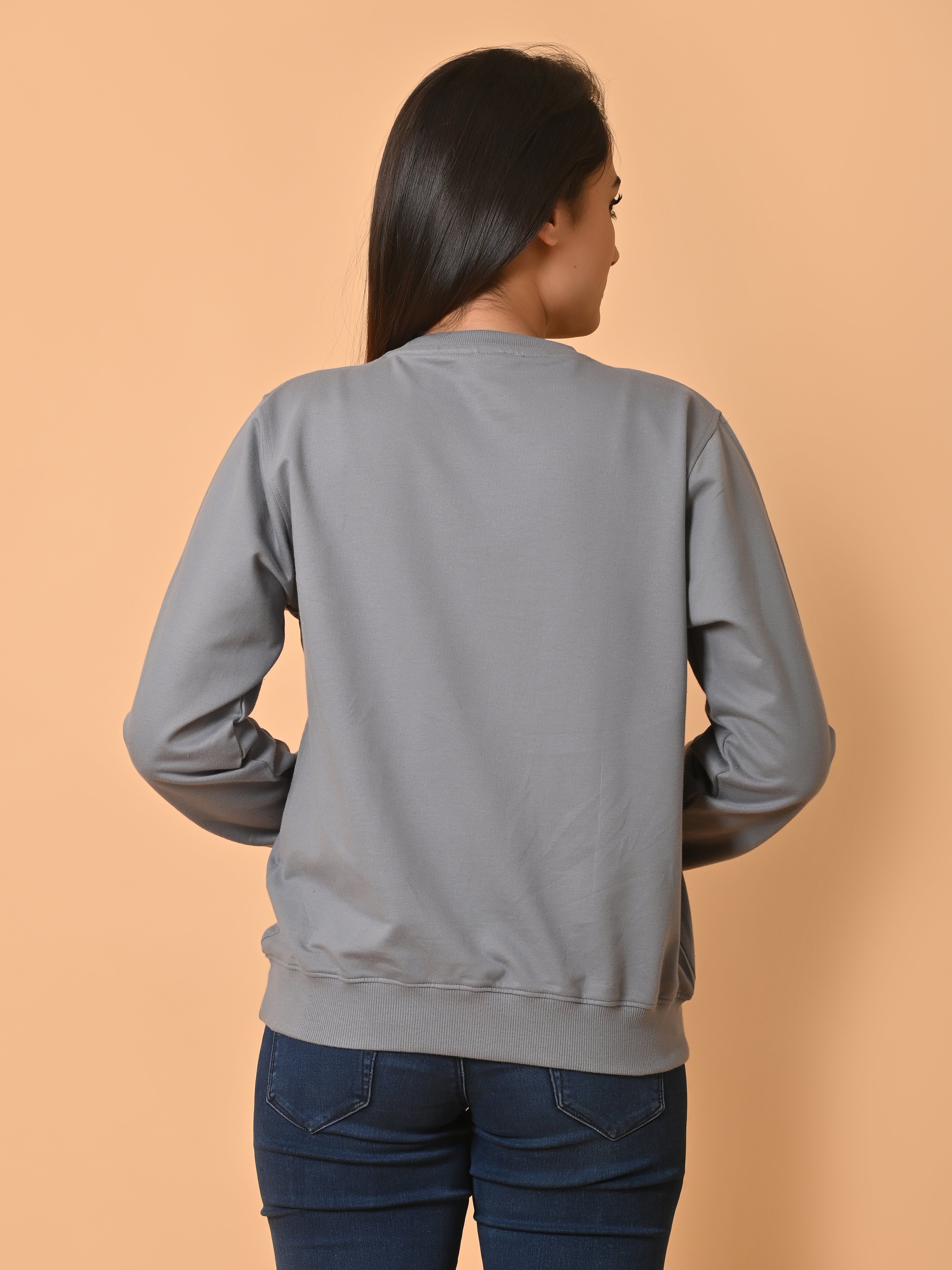 "Cotton Haven: Women's Stone Grey Cotton Terry Sweatshirt Collection"