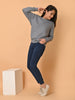 "Cotton Haven: Women's Stone Grey Cotton Terry Sweatshirt Collection"