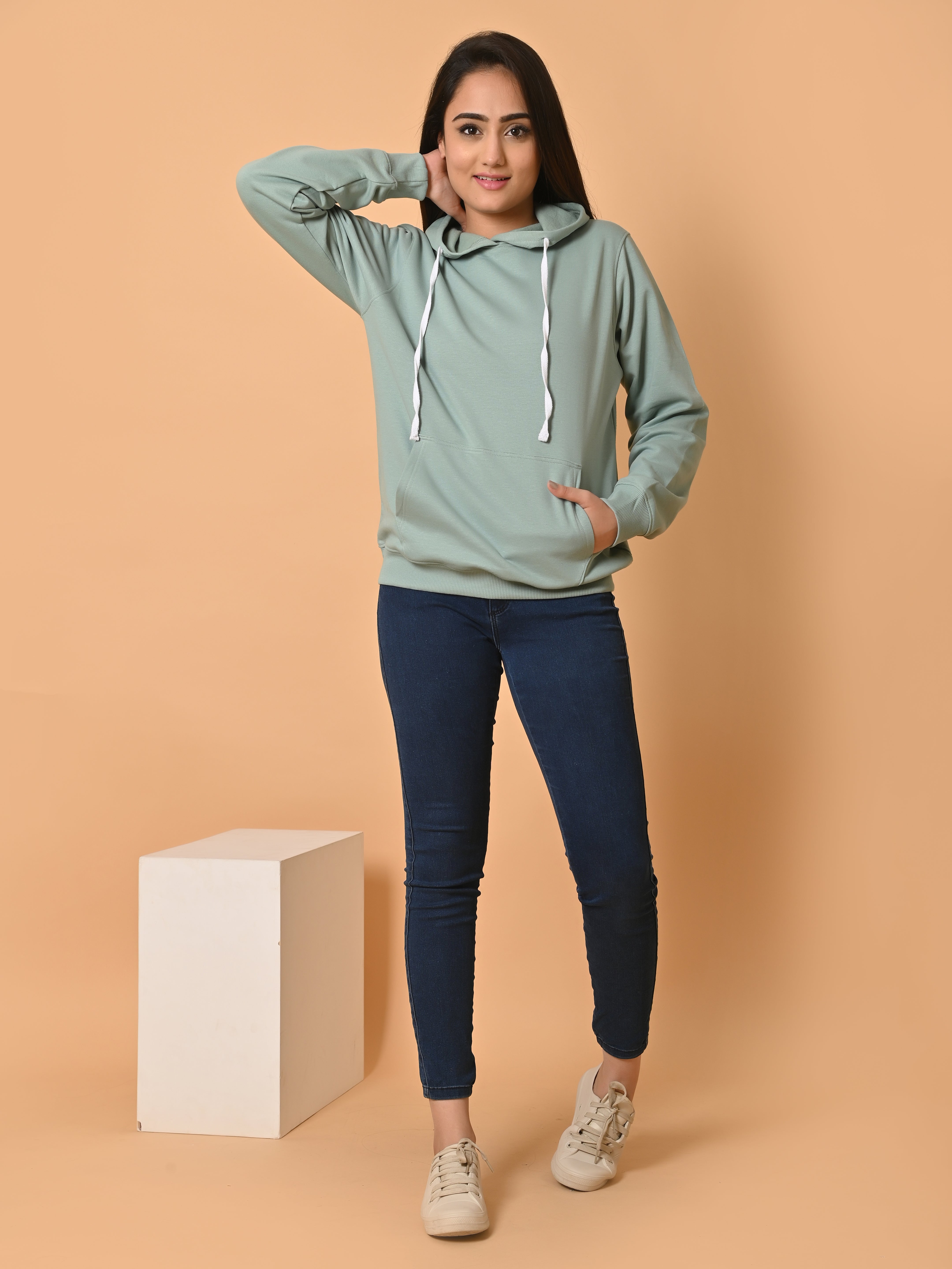 "Cotton Haven: Women's Mint Green Hoodies Collection"