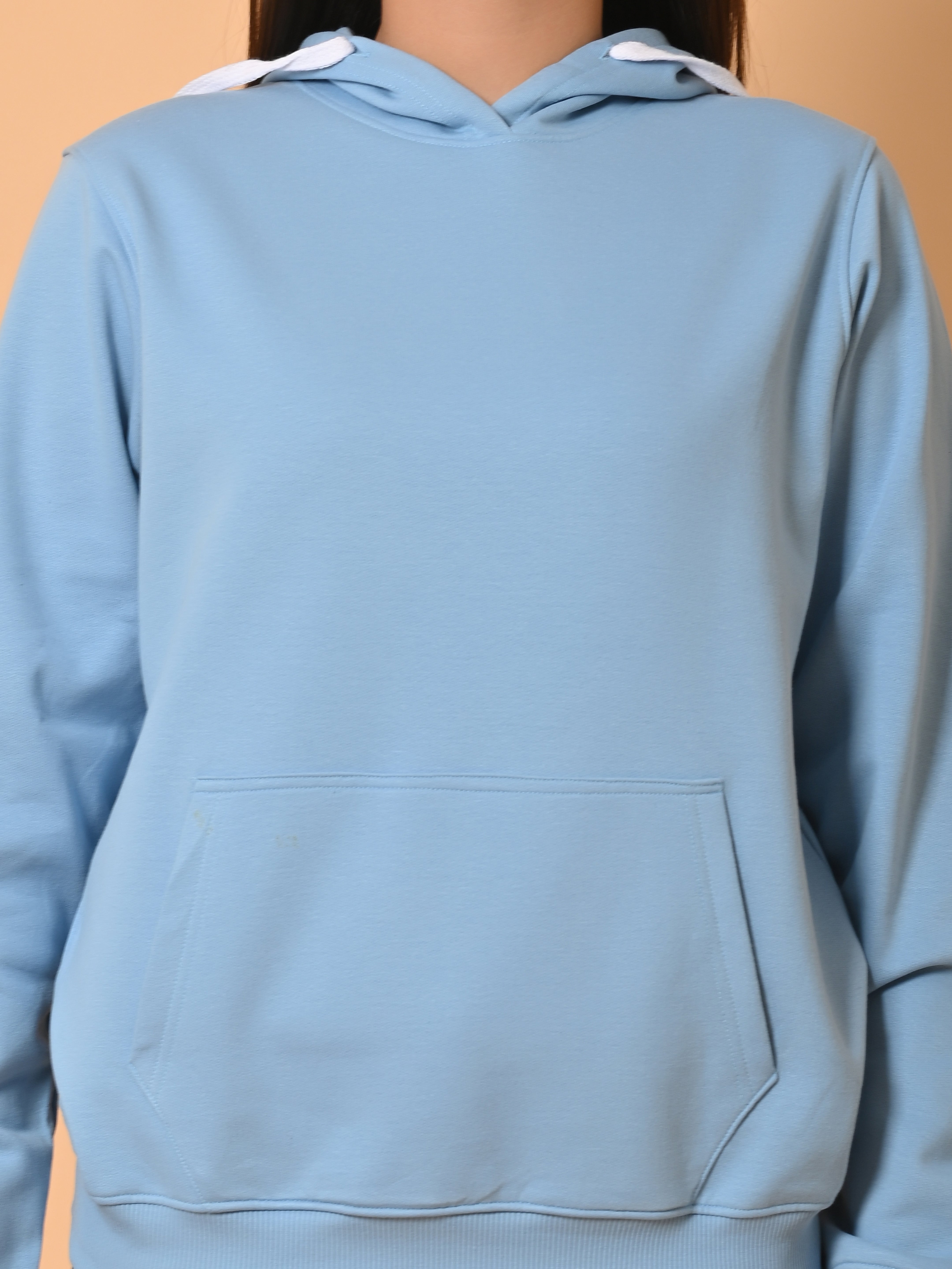 "Cotton Haven: Women's Cyan Blue Hoodies Collection"