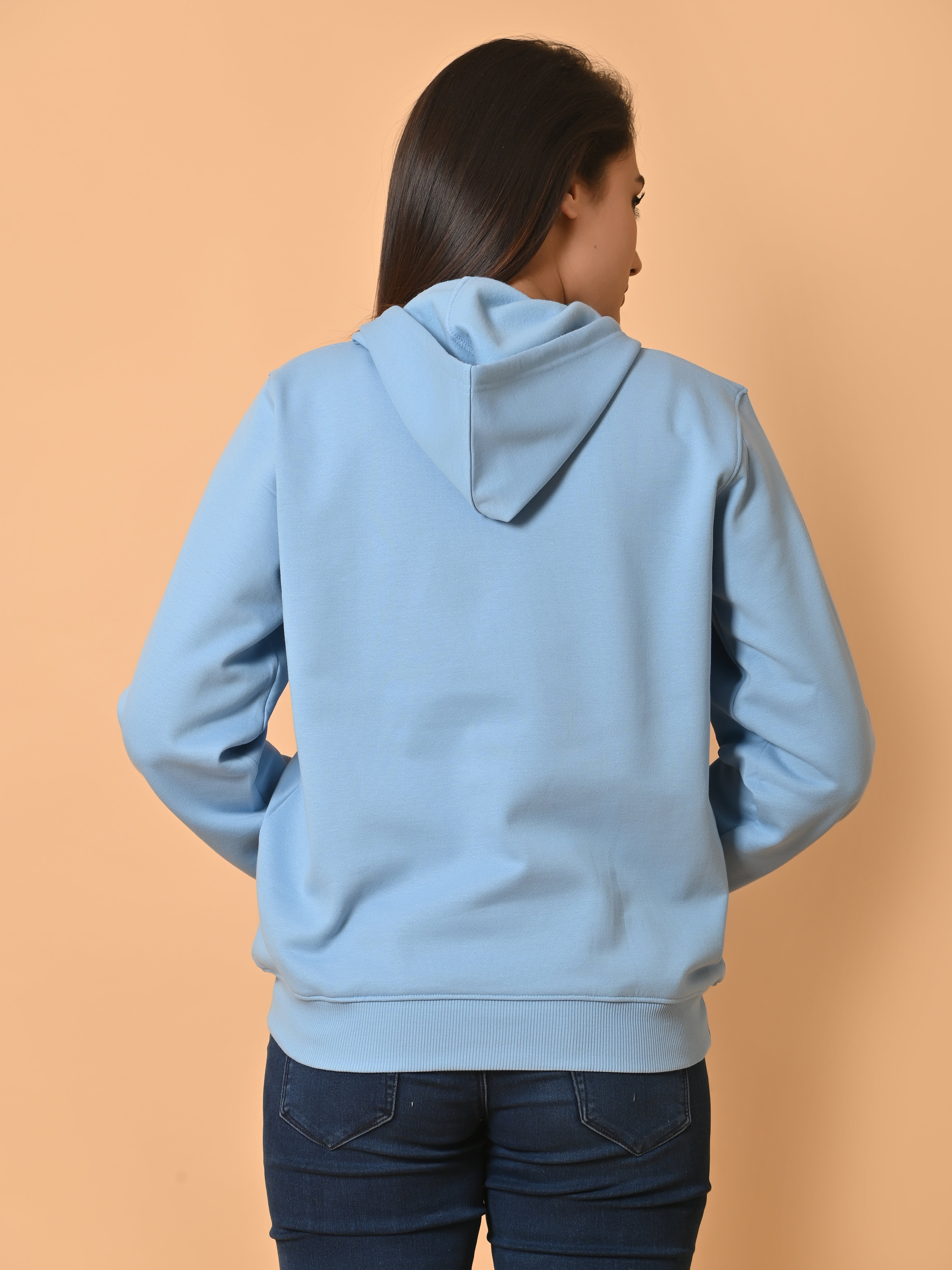 "Cotton Haven: Women's Cyan Blue Hoodies Collection"