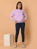 "Cotton Haven: Women's Lavender Cotton Terry Sweatshirt Collection"