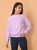 "Cotton Haven: Women's Lavender Cotton Terry Sweatshirt Collection"