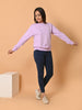 "Cotton Haven: Women's Lavender Cotton Terry Sweatshirt Collection"