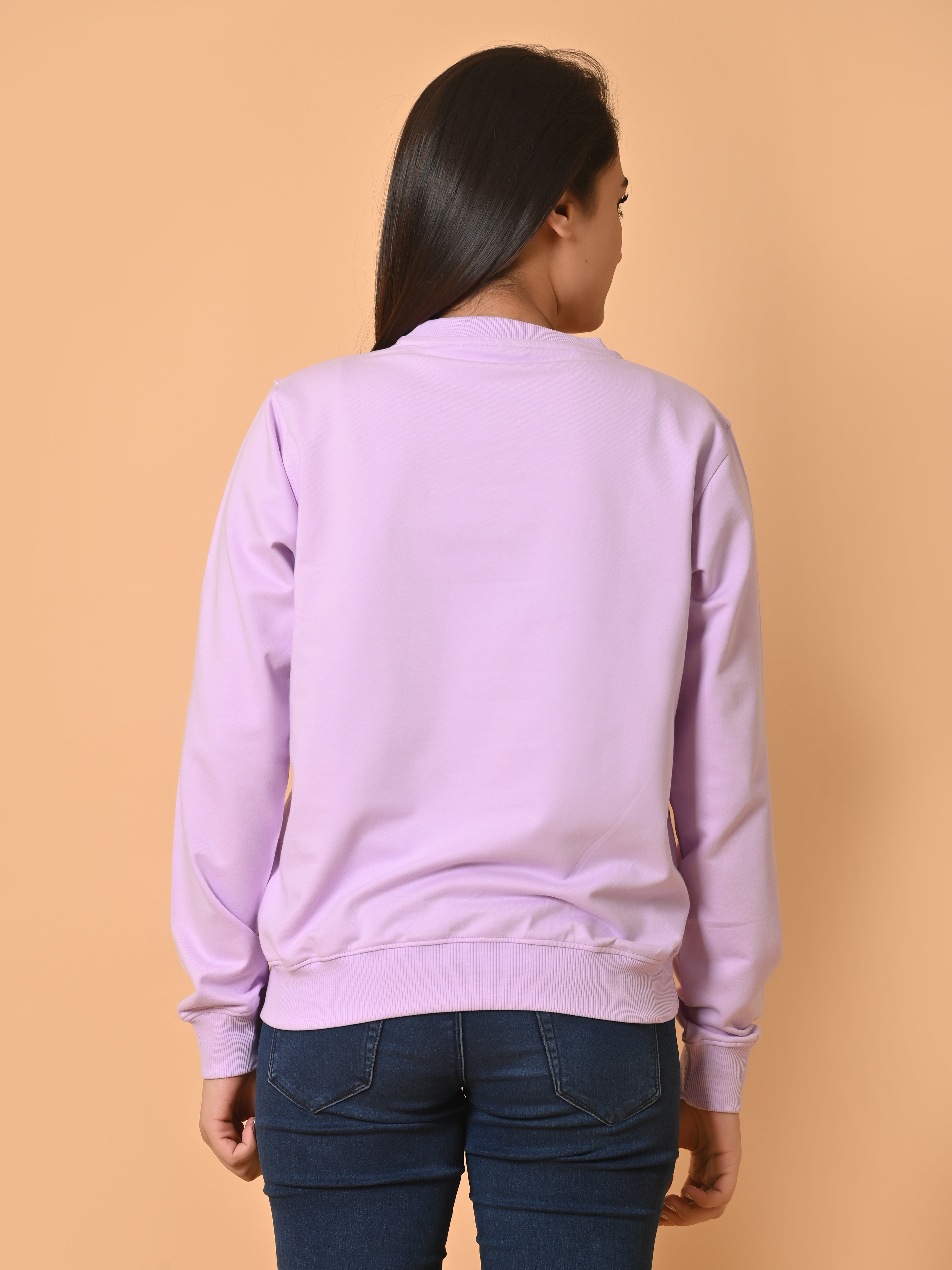 "Cotton Haven: Women's Lavender Cotton Terry Sweatshirt Collection"