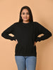"Cotton Haven: Women's Black Cotton Terry Sweatshirt Collection"