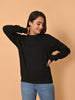 "Cotton Haven: Women's Black Cotton Terry Sweatshirt Collection"