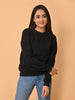 "Cotton Haven: Women's Black Cotton Terry Sweatshirt Collection"