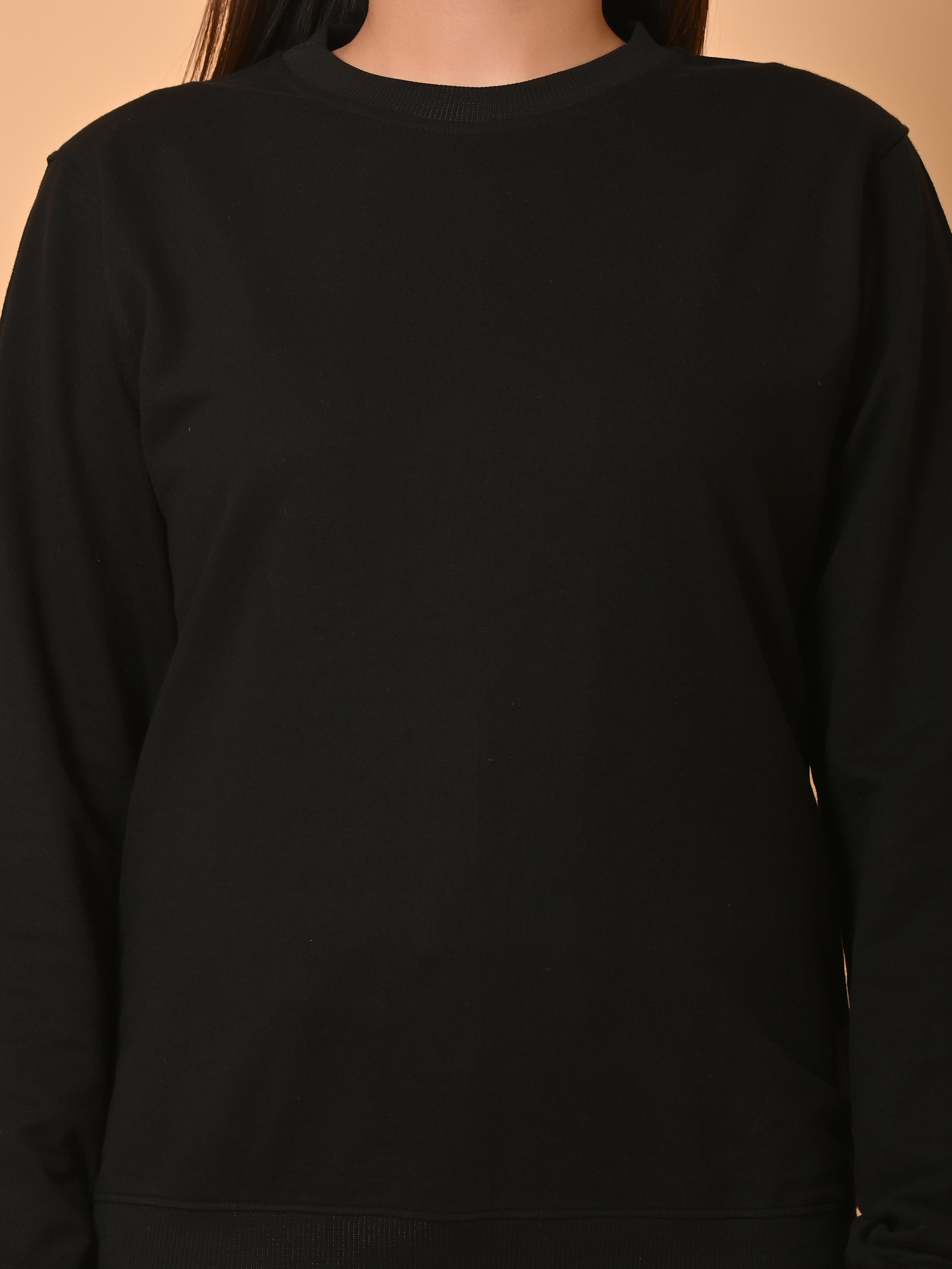 "Cotton Haven: Women's Black Cotton Terry Sweatshirt Collection"