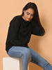"Cotton Haven: Women's Black Cotton Terry Sweatshirt Collection"