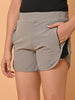 LYKCON Women's NS Lycra Activewear Running Shorts: Light Grey, White