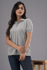 Lykcon Women's Polo Neck Premium Cotton T-Shirt-Grey Melange