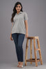 Lykcon Women's Polo Neck Premium Cotton T-Shirt-Grey Melange
