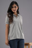 Lykcon Women's Polo Neck Premium Cotton T-Shirt-Grey Melange
