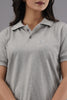 Lykcon Women's Polo Neck Premium Cotton T-Shirt-Grey Melange