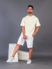 LYKCON Men's Cotton Lycra Oversized T-shirt - Light Yellow