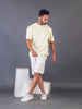 LYKCON Men's Cotton Lycra Oversized T-shirt - Light Yellow