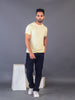 Lykcon Men's Round Neck Premium Cotton T-Shirt- Light Yellow