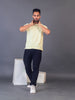 Lykcon Men's Round Neck Premium Cotton T-Shirt- Light Yellow