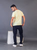 Lykcon Men's Round Neck Premium Cotton T-Shirt- Light Yellow