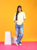LYKCON Women's Cotton Lycra Oversized T-shirt - Light Yellow