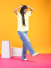 LYKCON Women's Cotton Lycra Oversized T-shirt - Light Yellow