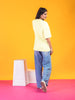 LYKCON Women's Cotton Lycra Oversized T-shirt - Light Yellow