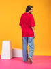LYKCON Women's Cotton Lycra Oversized T-shirt - Red