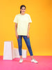 Lykcon Women's Round Neck Premium Cotton T-Shirt- Light Yellow