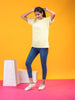 Lykcon Women's Round Neck Premium Cotton T-Shirt- Light Yellow