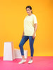 Lykcon Women's Round Neck Premium Cotton T-Shirt- Light Yellow