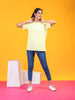 Lykcon Women's Round Neck Premium Cotton T-Shirt- Light Yellow