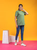 Lykcon Women's Round Neck Premium Cotton Lycra T-Shirt- Warm Green