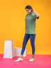 Lykcon Women's Round Neck Premium Cotton Lycra T-Shirt- Warm Green