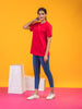 Lykcon Women's Round Neck Premium Cotton T-Shirt-Red