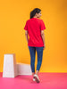 Lykcon Women's Round Neck Premium Cotton T-Shirt-Red