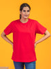 Lykcon Women's Round Neck Premium Cotton T-Shirt-Red