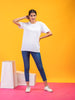 Lykcon Women's Round Neck Premium Cotton T-Shirt- White