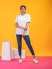 Lykcon Women's Round Neck Premium Cotton T-Shirt- White