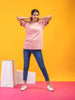 Lykcon Women's Round Neck Premium Cotton T-Shirt- Onion Pink