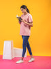 Lykcon Women's Round Neck Premium Cotton T-Shirt- Onion Pink
