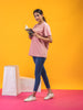 Lykcon Women's Round Neck Premium Cotton T-Shirt- Onion Pink