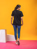 LYKCON Women's Premium Cotton Lycra Round Neck T-shirt - Black